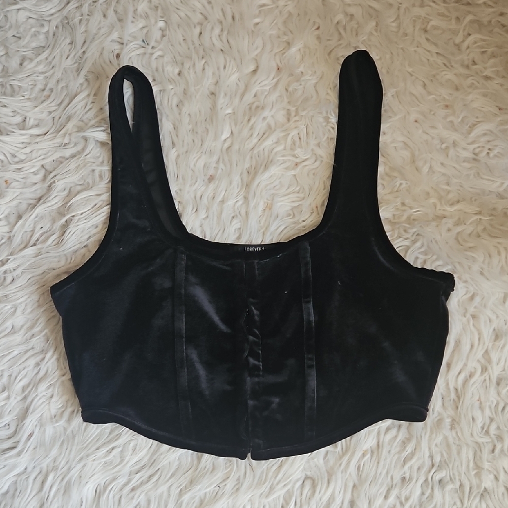 Forever 21 Black Velvet Tank Top